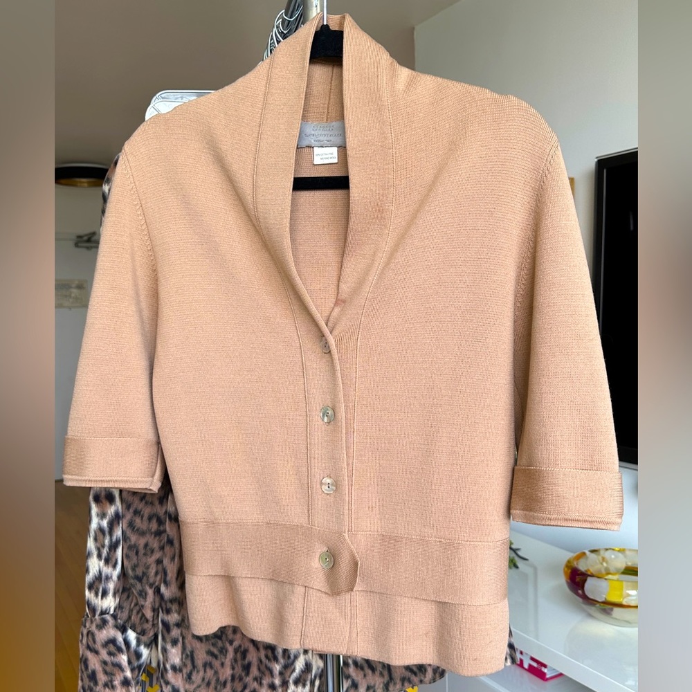 BARNEYS NEW YORK MERINO WOOL SWEATER W/ 3/4 LENGTH SLEEVES & BACK SLIT ~ SMALL